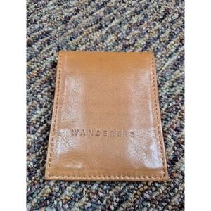Wanderers Travel Co Tan Leather Bifold Wallet Snap Closure Card Holder Cognac